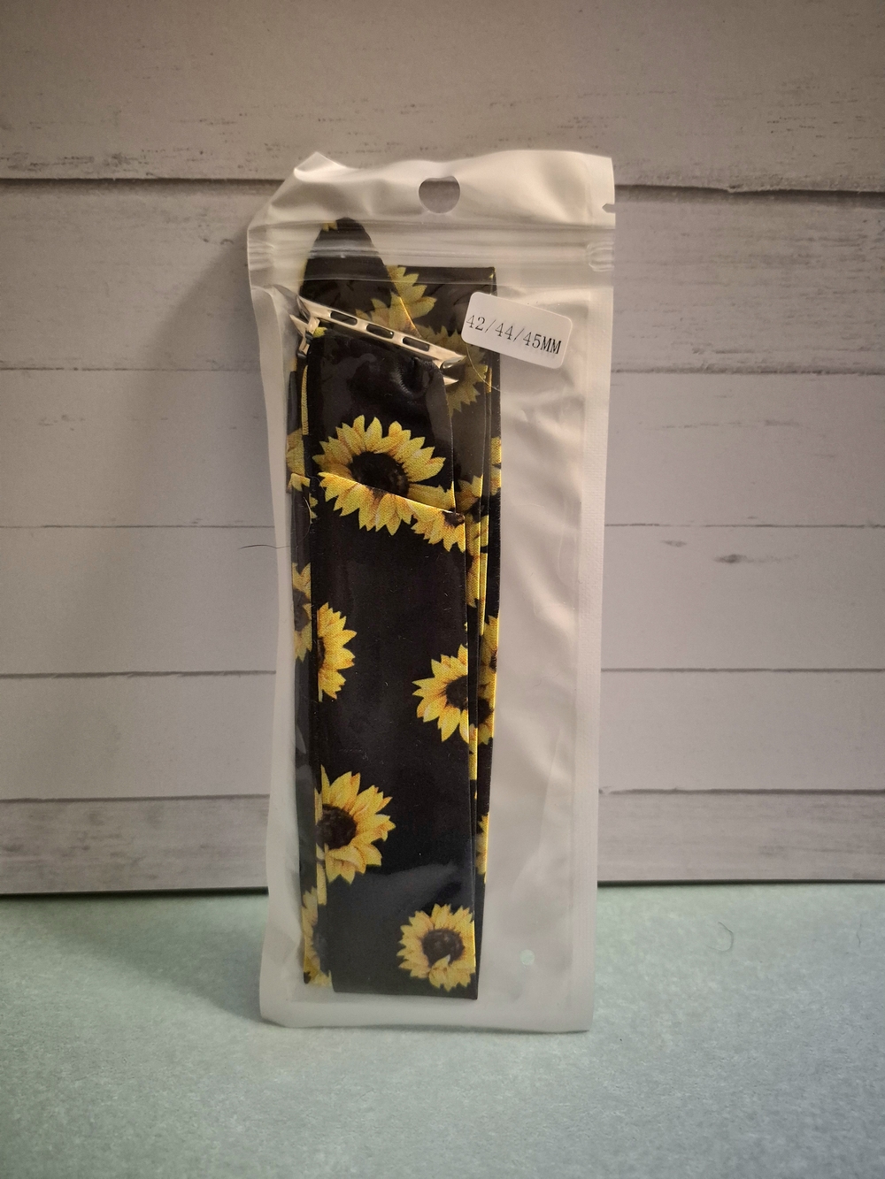 Sunflower Print Black Wristlet Strap for Women Watch band